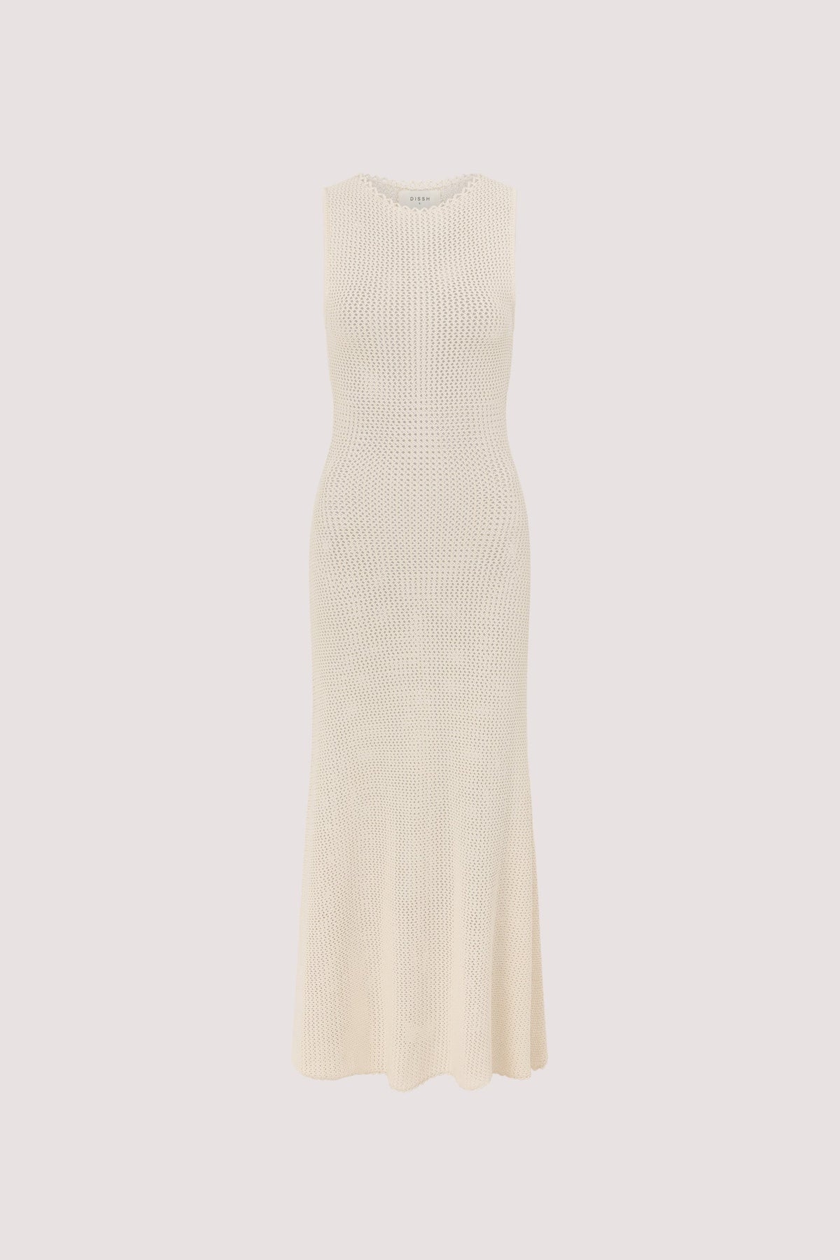 NALIA NATURAL OPEN KNIT MIDI DRESS