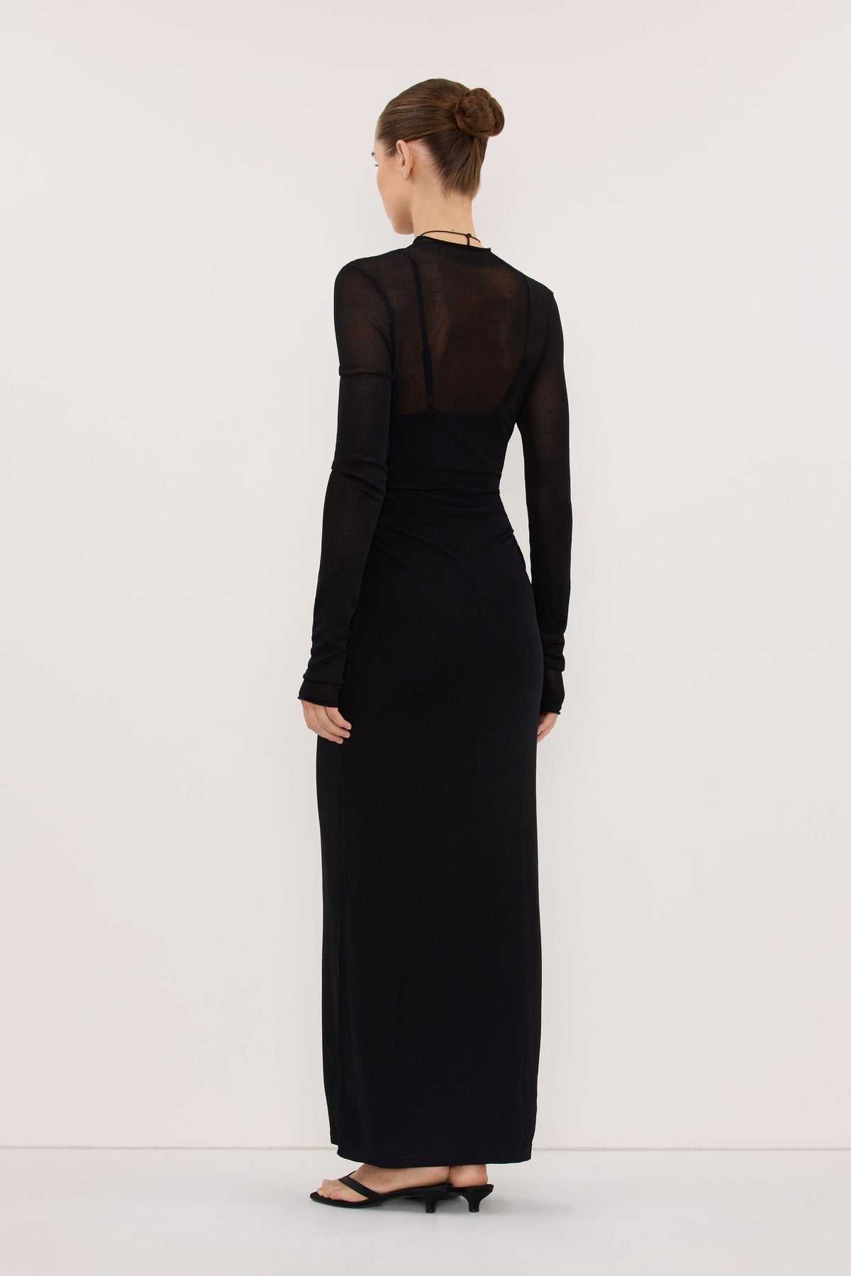 HAZEL BLACK LONG SLEEVE KNIT MIDI DRESS