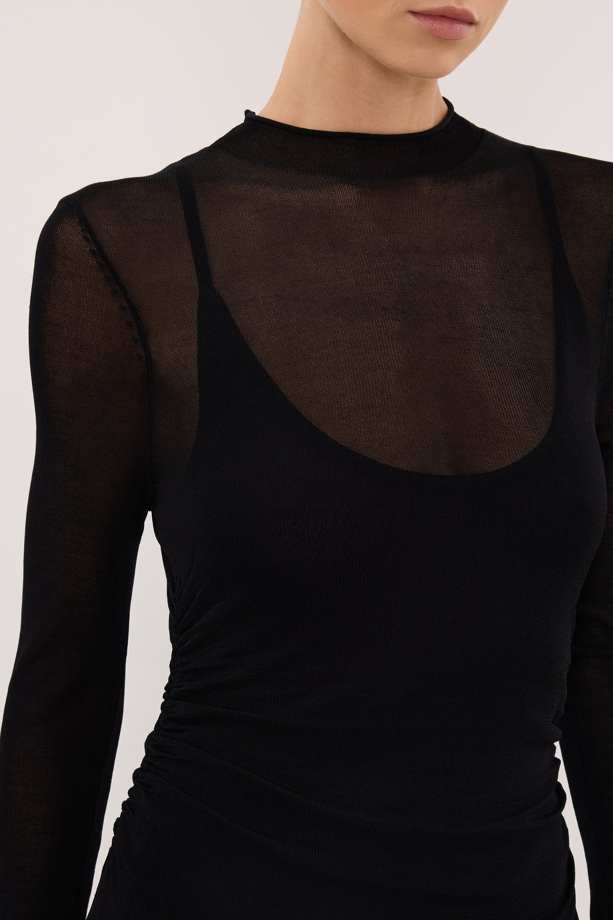 HAZEL BLACK LONG SLEEVE KNIT MIDI DRESS