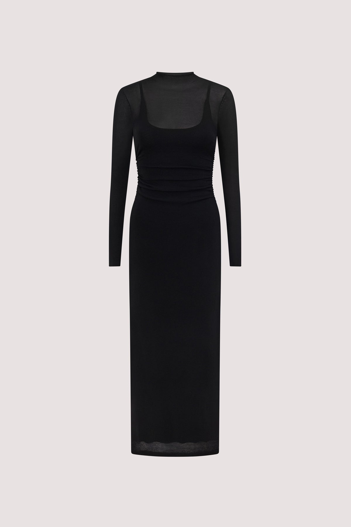 HAZEL BLACK LONG SLEEVE KNIT MIDI DRESS
