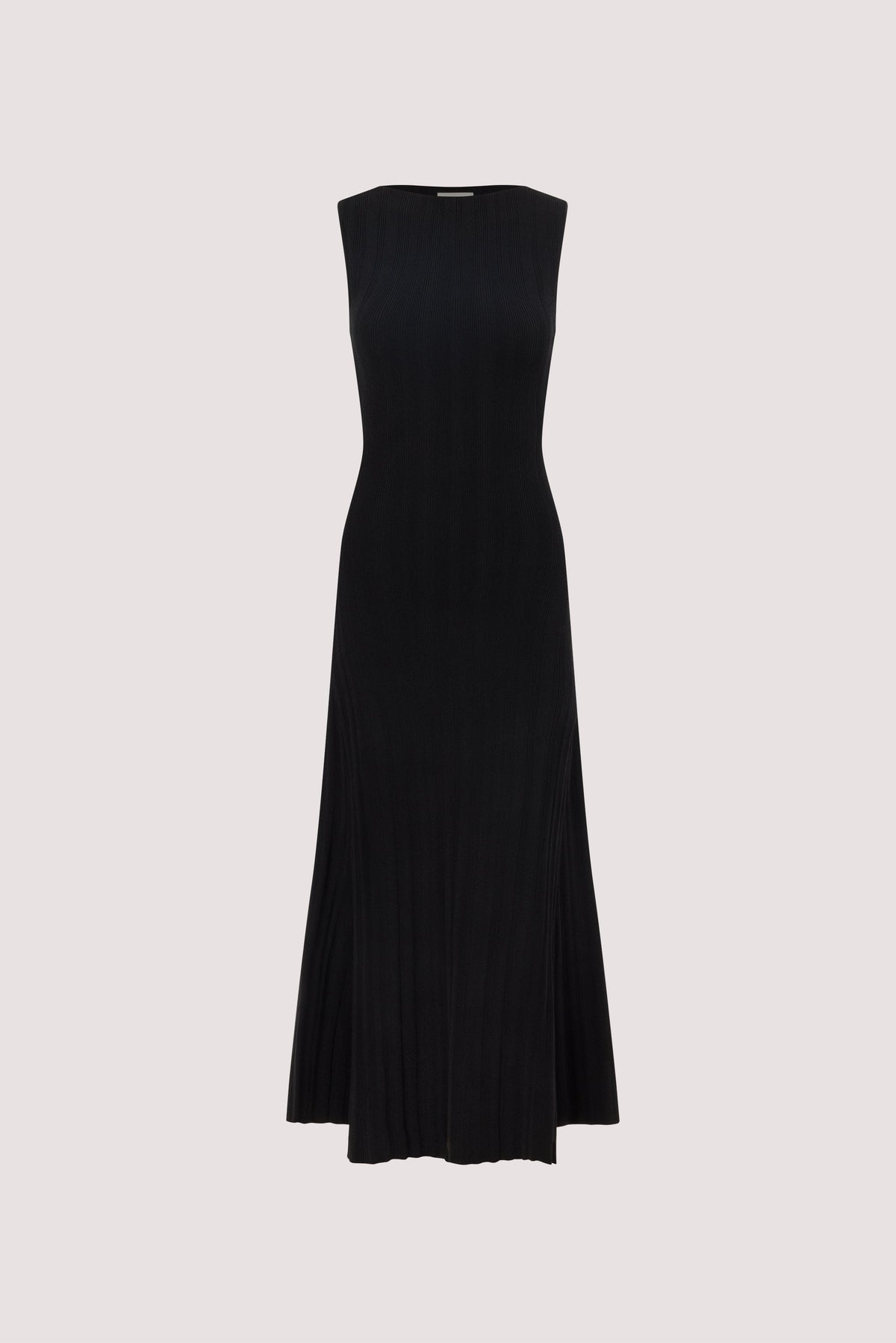 DOVE BLACK SLEEVELESS RIBBED KNIT MAXI DRESS
